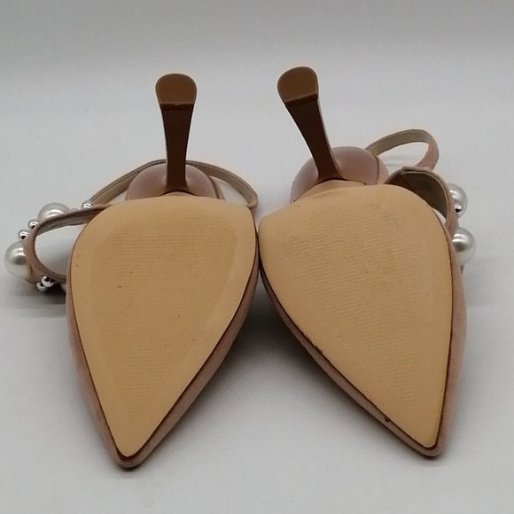 Nine West Womens Beaded Slip On Sandal Pink Faux Suede Pointed Toe 9.5M - Picture 4 of 9